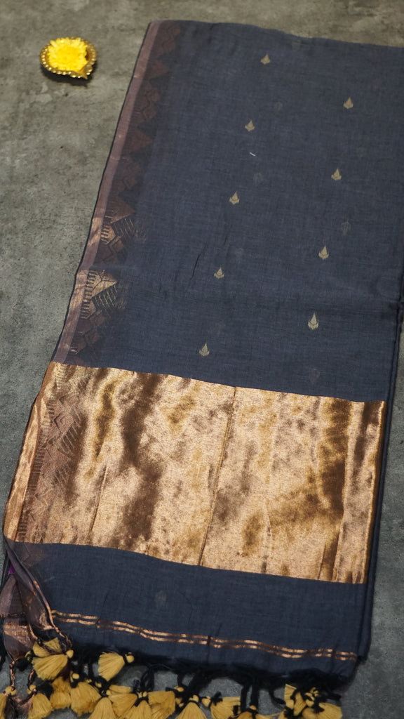 Handloom Cotton Saree Grey