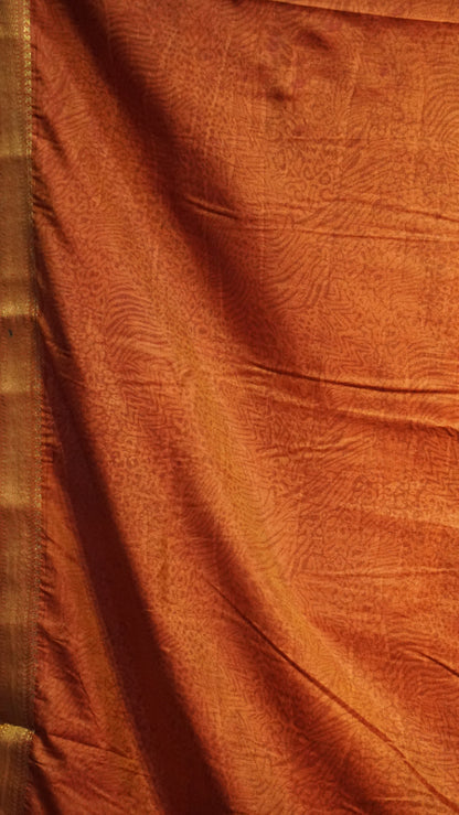 Semi Pattola Saree Kolam Print - Mustard