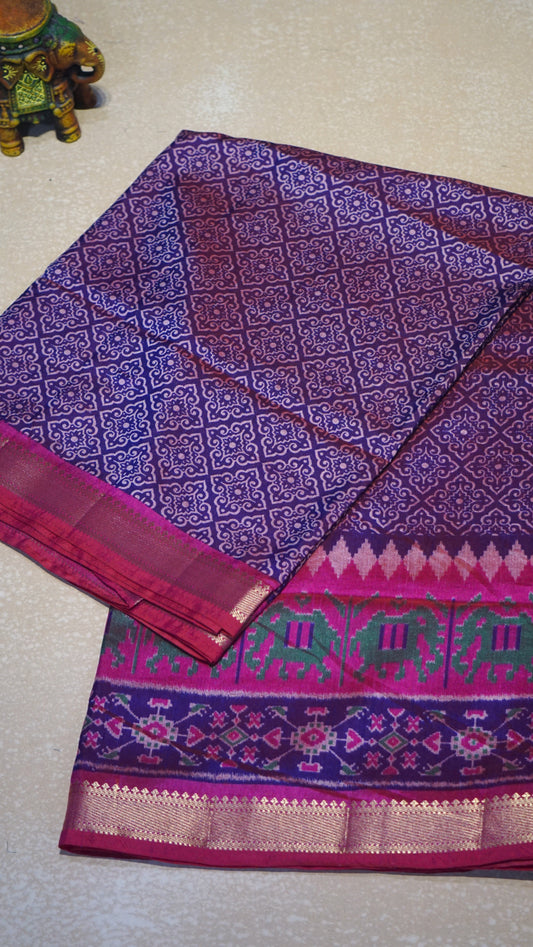 Semi Pattola Saree Kolam Print - Wine