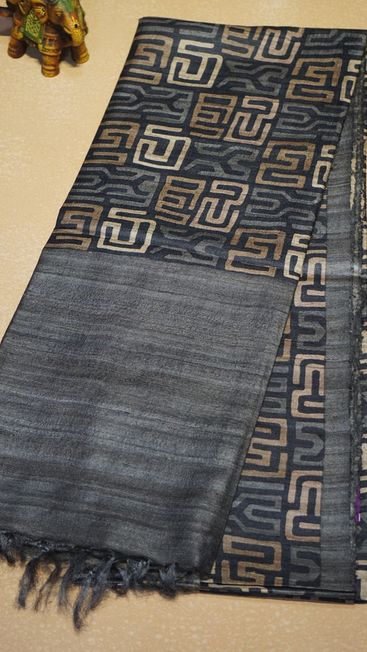 Pure Tussar Saree - Grey