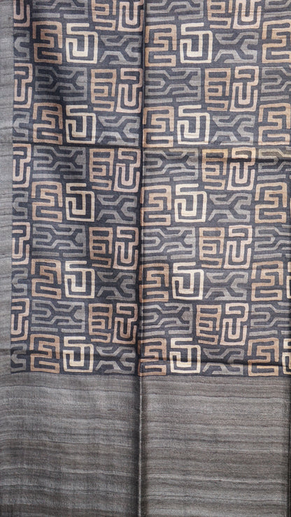 Pure Tussar Saree - Grey