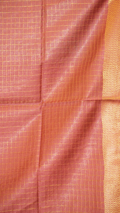 Bhagalpur Tussar Saree Checks - Bottle Green & Maroon