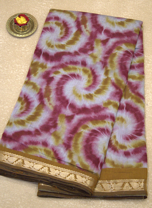 Malai Cotton With Shibori Print-Maroon Mustard