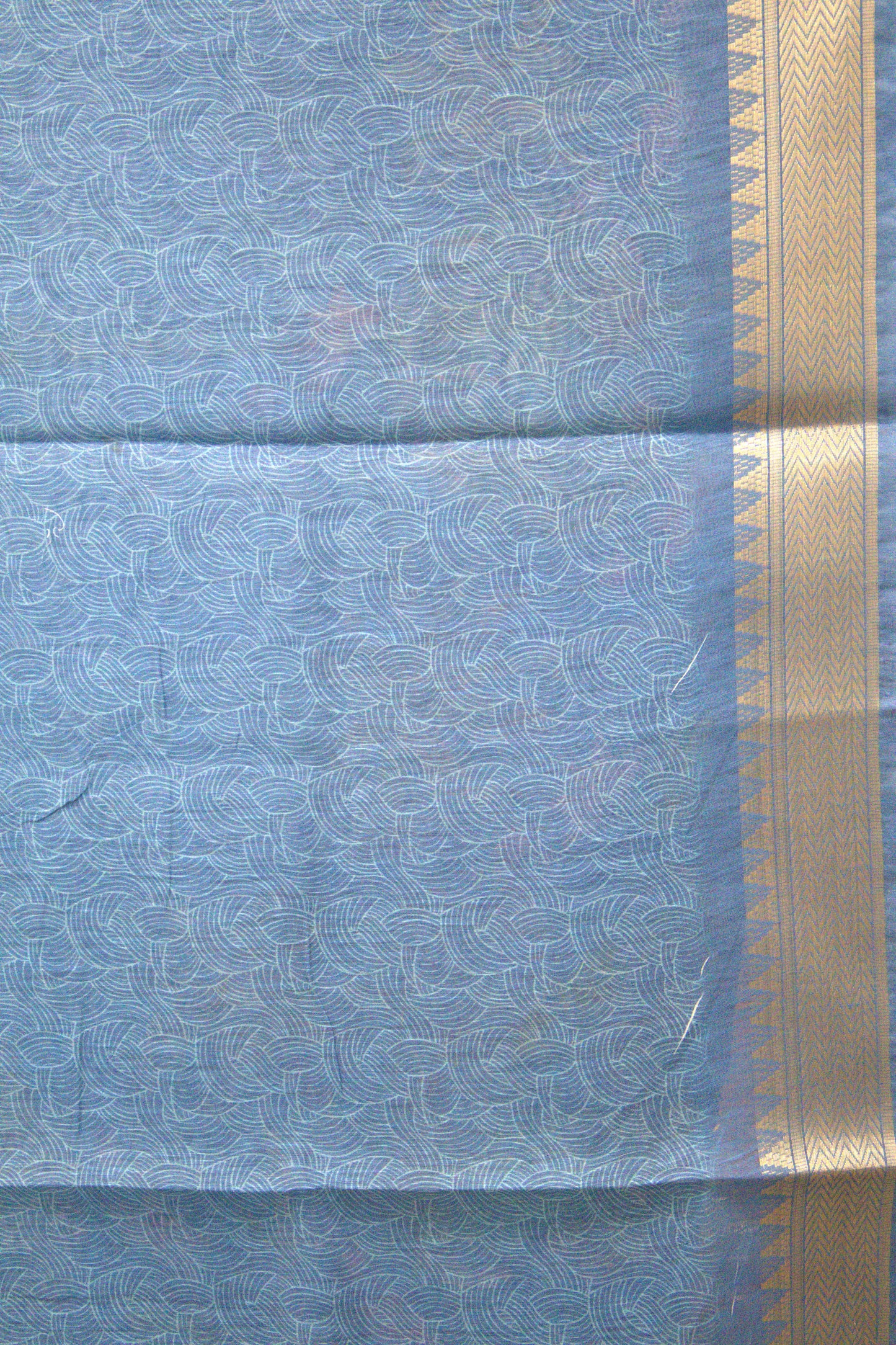 Semi Chanderi Saree Peacock Print-Blue