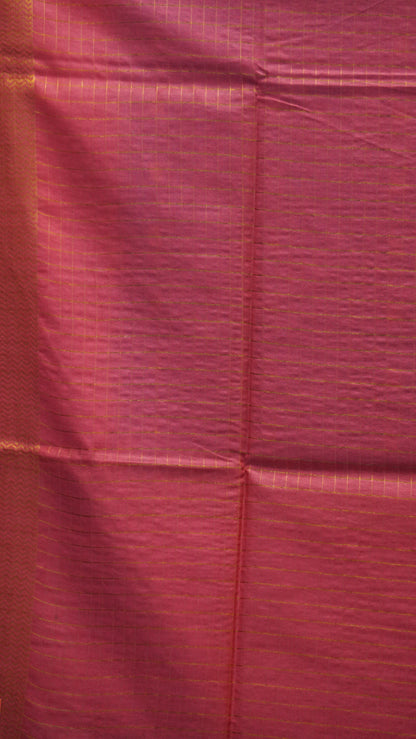 Bhagalpur Tussar Saree Checks - Blue & Pink