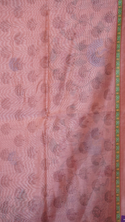 Chanderi Saree Pichwai Print - Peach