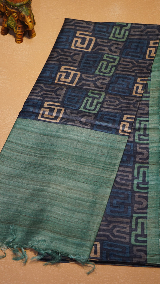 Pure Tussar Saree - Blue