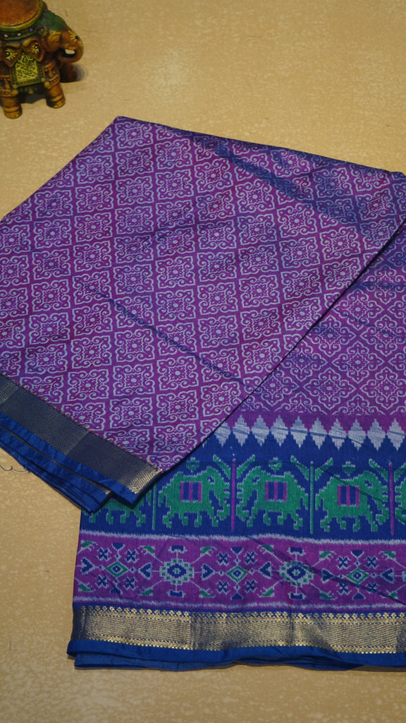 Semi Pattola Saree Kolam Print - Purple