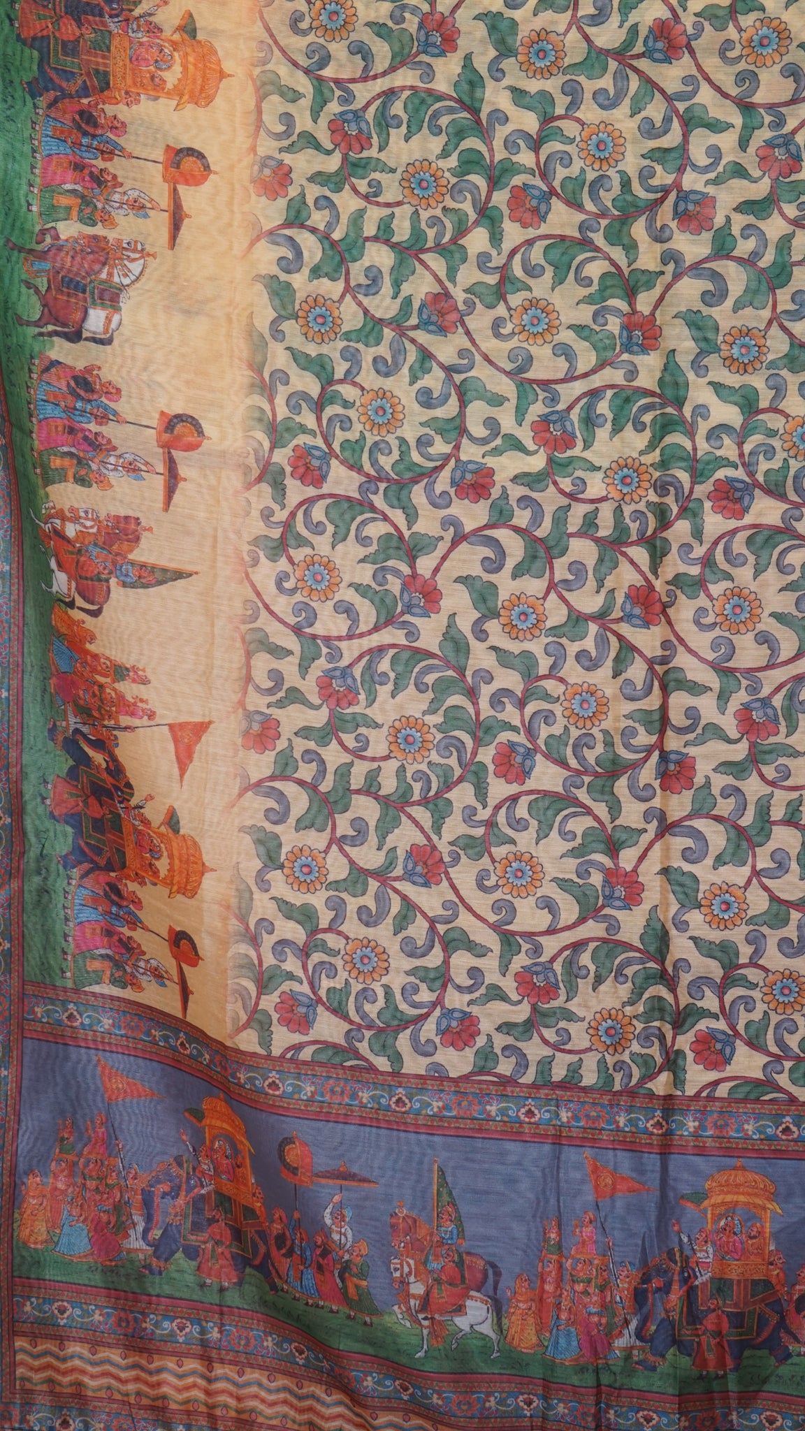 Chanderi Saree Pichwai Print - Sandal