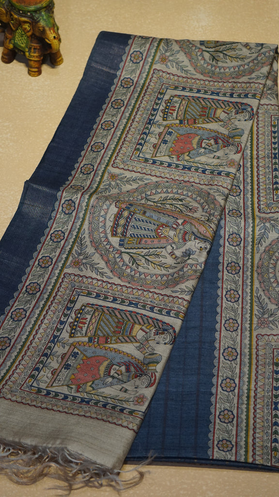 Pure Tussar Saree - Blue