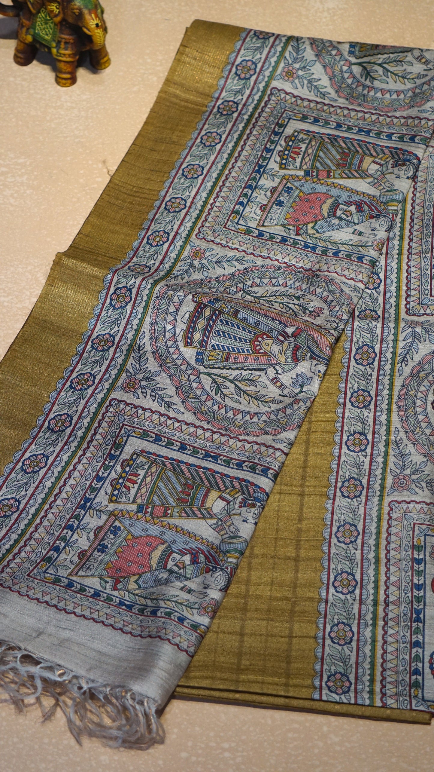 Pure Tussar Saree - Mustard Yellow