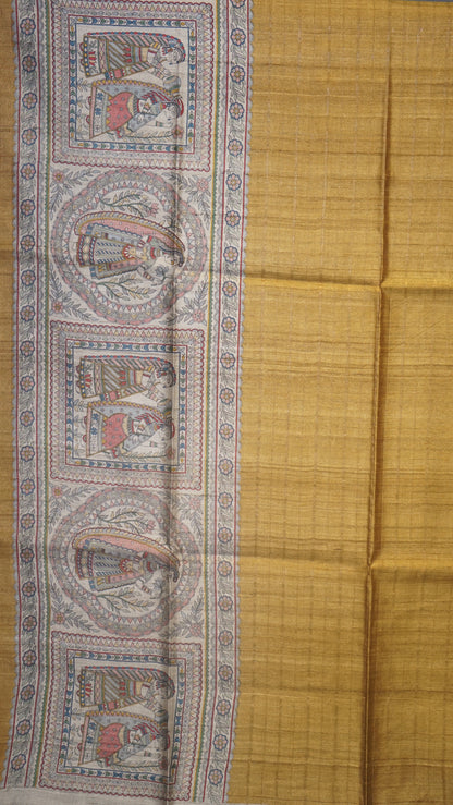 Pure Tussar Saree - Mustard Yellow