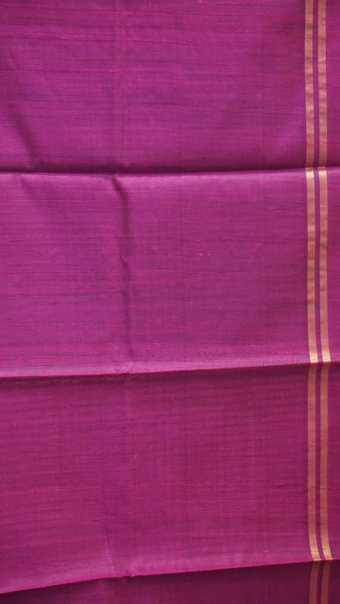 Pure Dupion Silk Saree - Green with Purple Border