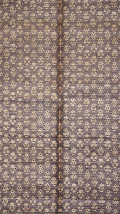 Pure Tussar Saree Checks - Peach & Navy Blue