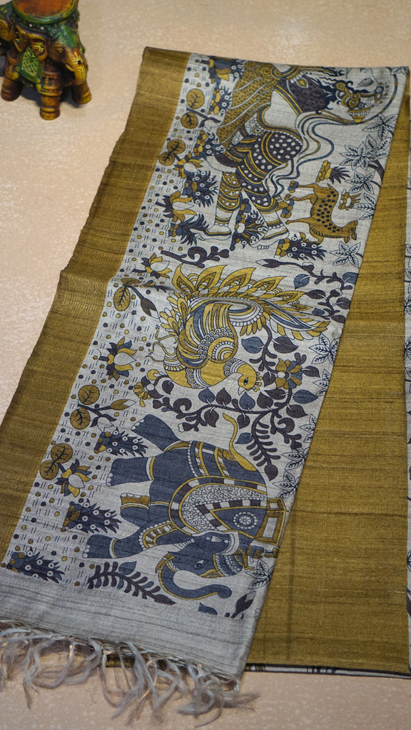Pure Tussar Saree - Mustard Yellow