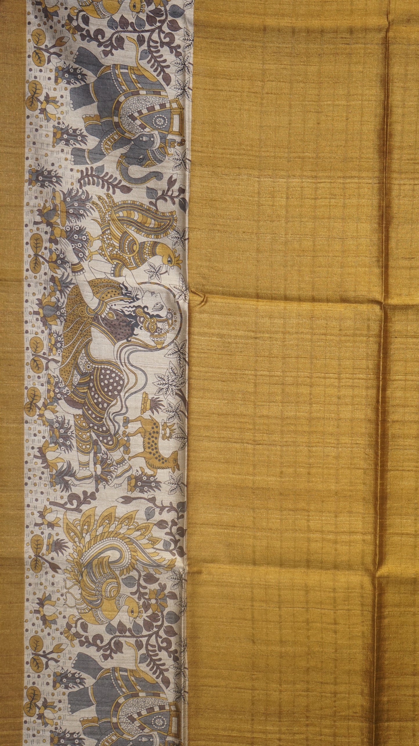 Pure Tussar Saree - Mustard Yellow