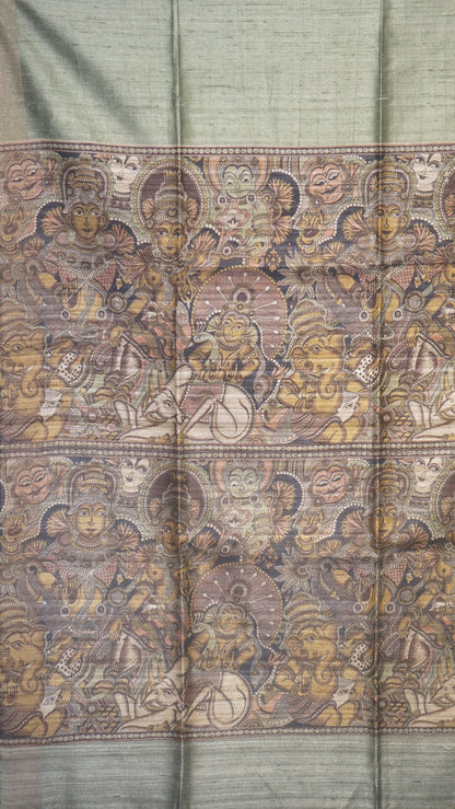Pure Tussar Saree - Pista Green