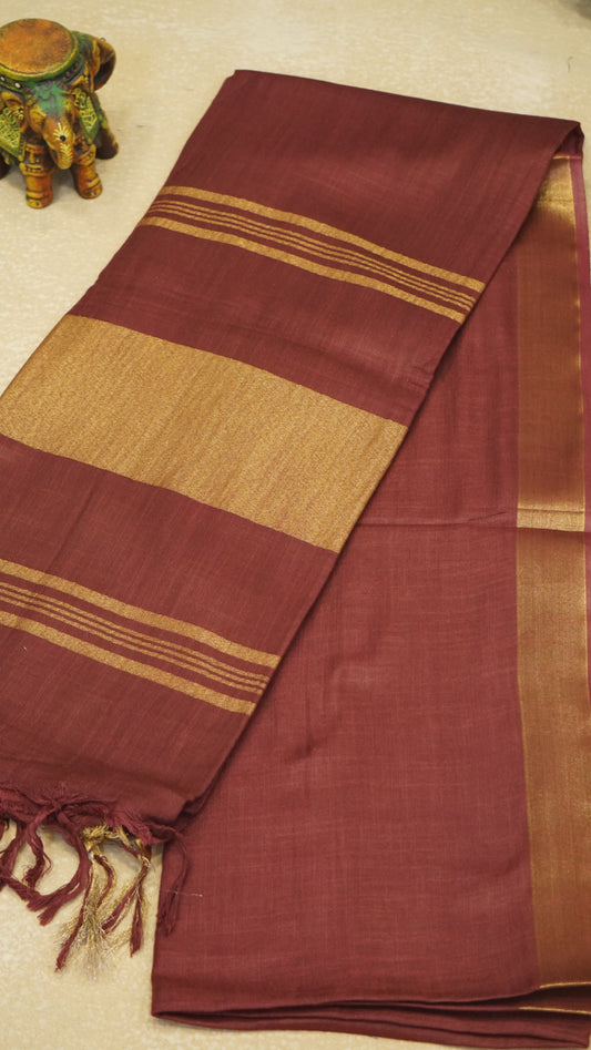 Semi Linen Plain - Maroon & Gold