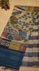 Pure Tussar Saree Checks - Cream & Blue thumbnail