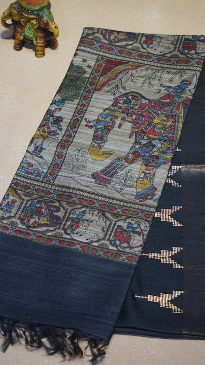 Pure Tussar Saree - Black