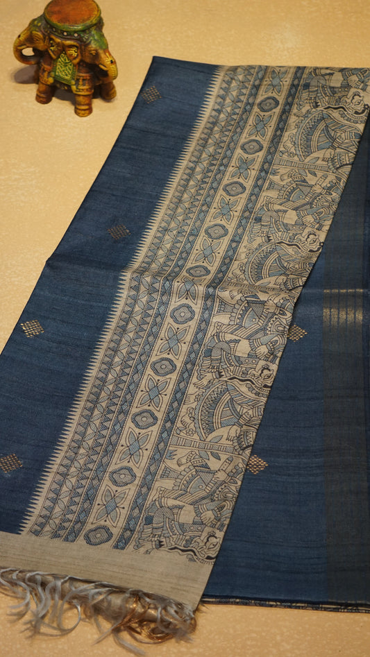 Pure Tussar Saree - Blue