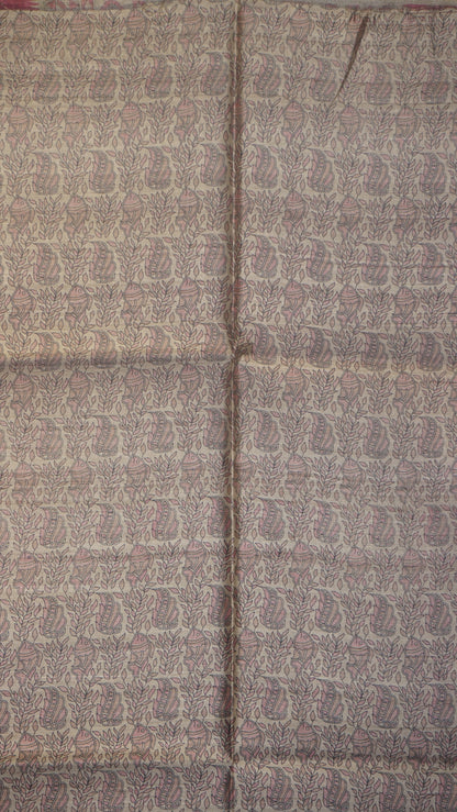 Pure Tussar Saree - Dark Pink