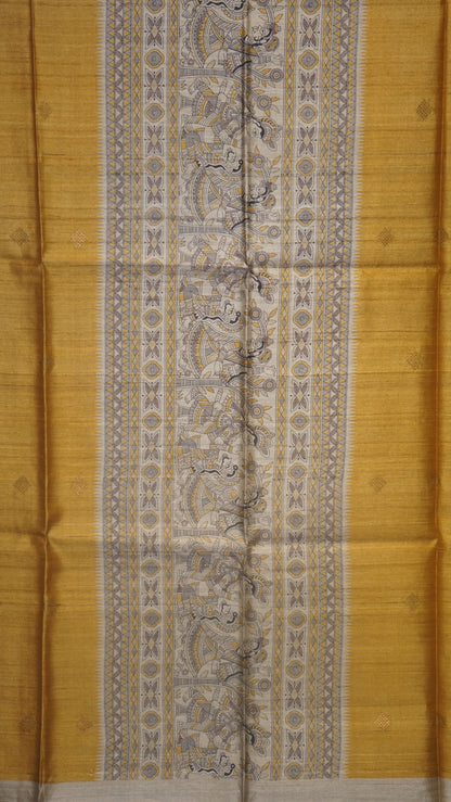 Pure Tussar Saree - Mustard Yellow