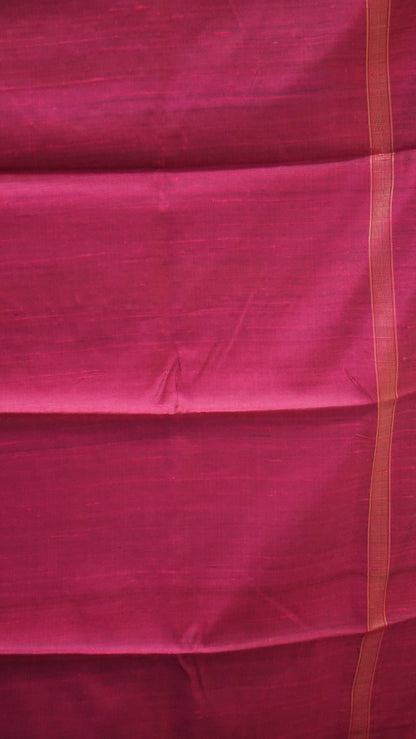 Pure Dupion Silk Saree - Parrot Green With Purple