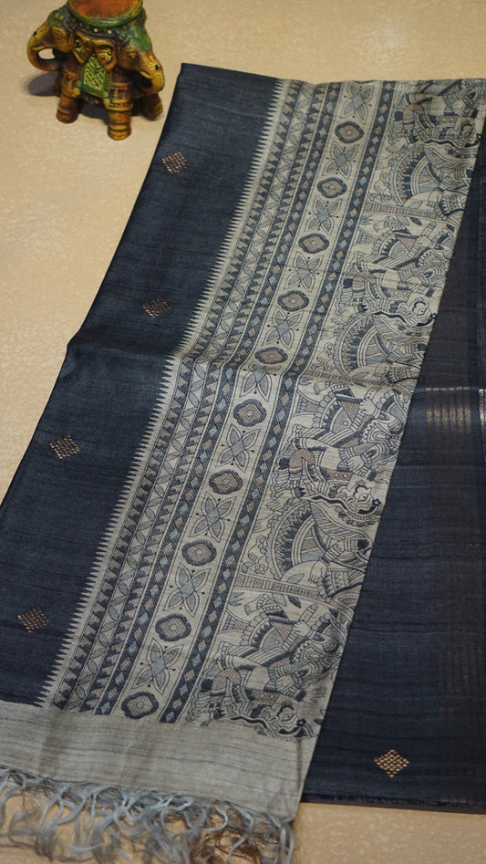 Pure Tussar Saree - Black