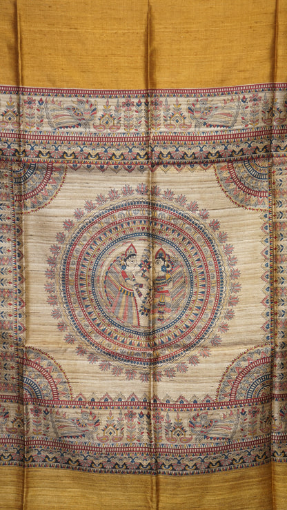 Pure Tussar Saree - Mustard Yellow