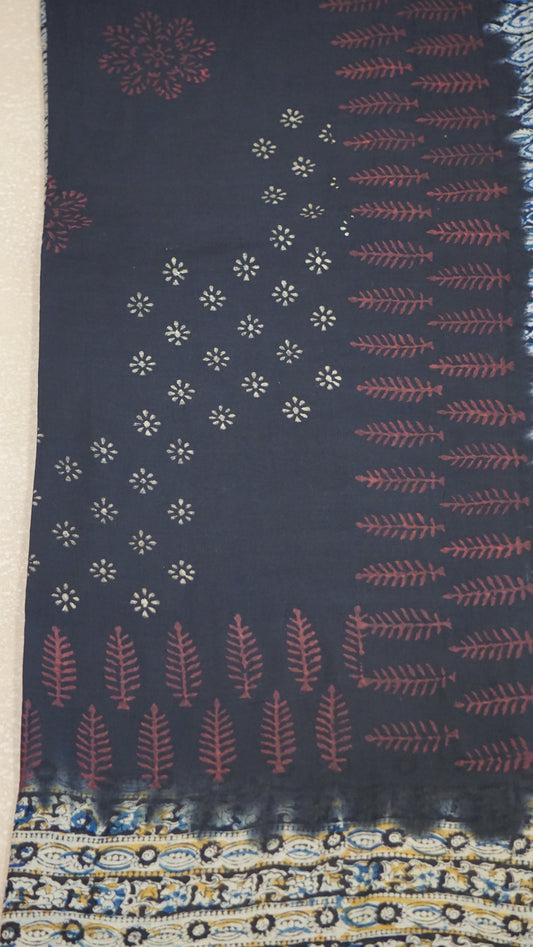 Kalamkari Saree Silk - Black With Brown Border