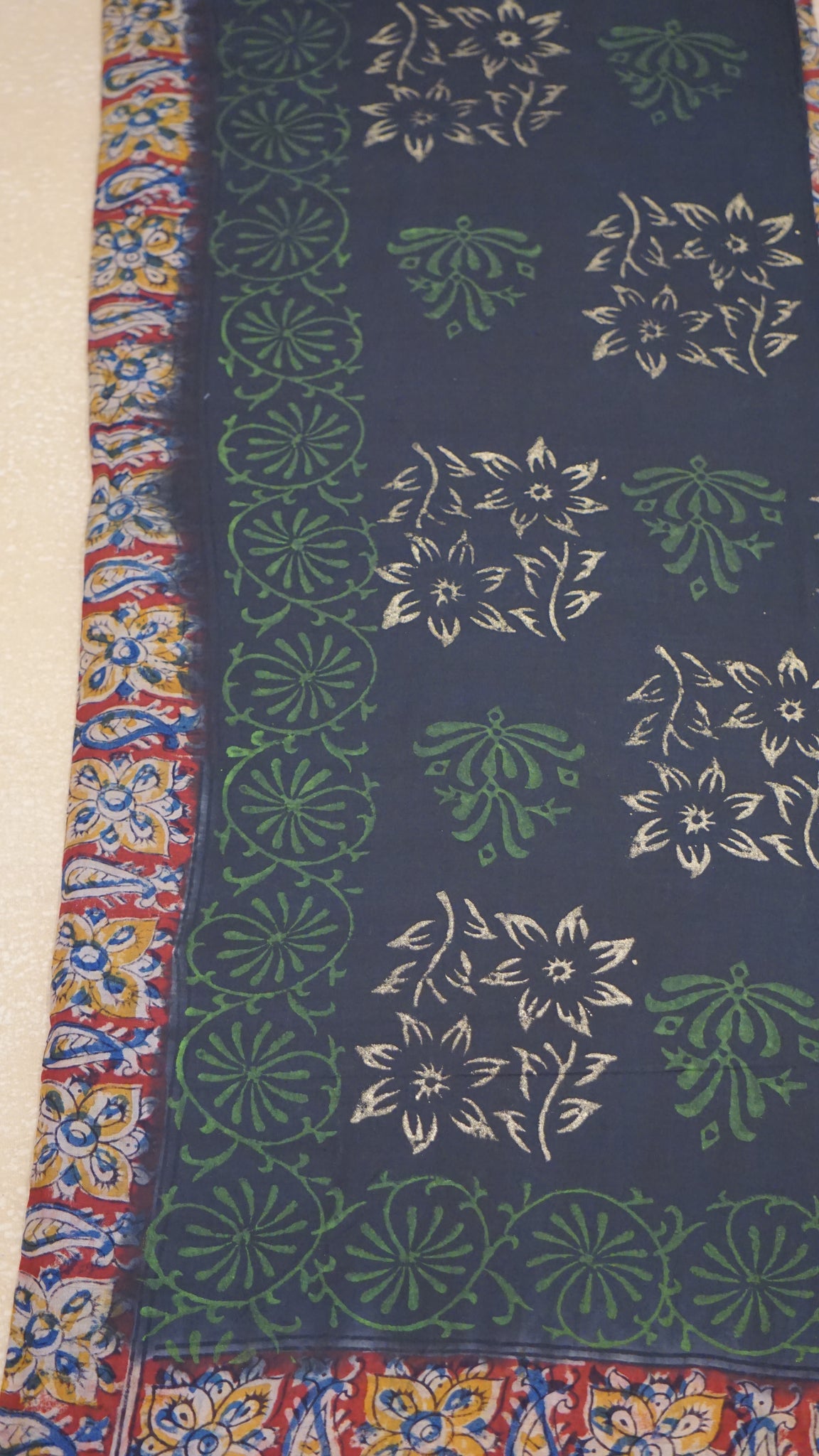 Kalamkari Saree Silk - Black With Maroon Border