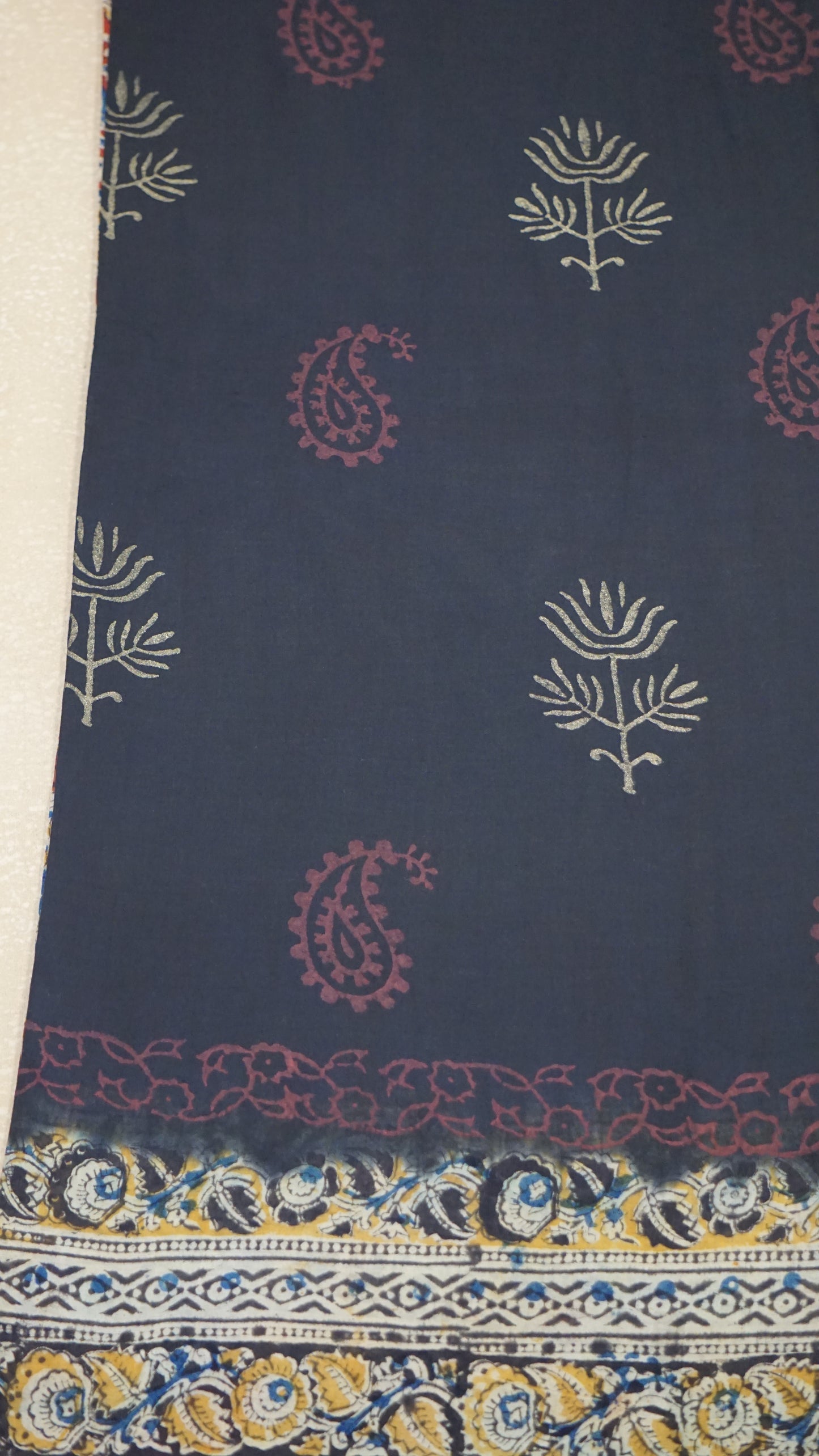 Kalamkari Saree Silk - Black With Maroon Border