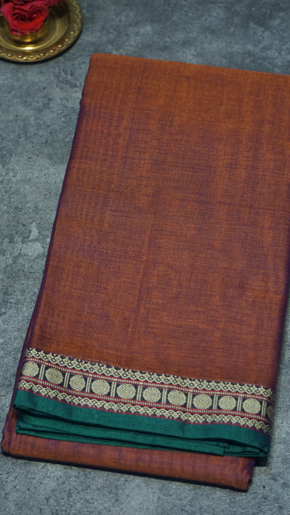 Narayanapet Cotton Saree Rutraksh Design Brown