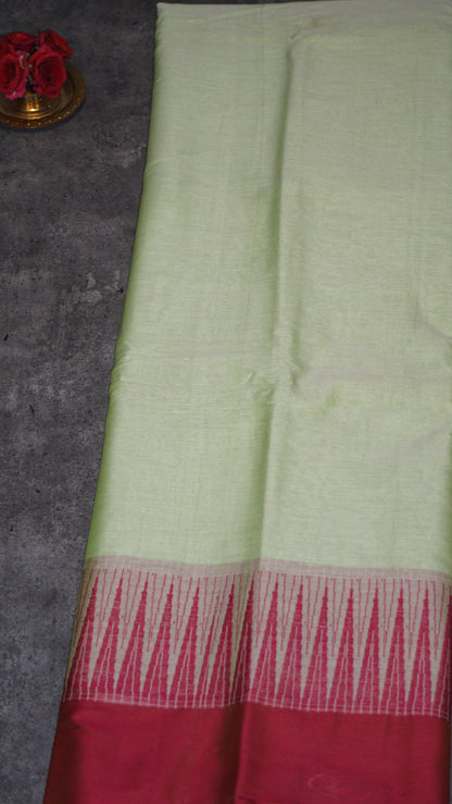 Narayanapet Cotton Saree Pista Green - Pink