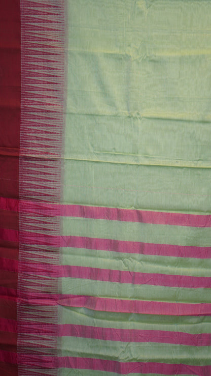 Narayanapet Cotton Saree Pista Green - Pink