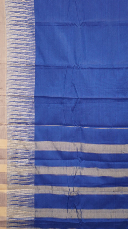Narayanapet Cotton Saree Ink Blue - Cream